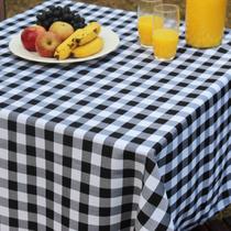 Toalha de Mesa Retangular 8 Lugares Em Oxford Xadrez 2,50m X 1,45m Picnic Piquenique Preto