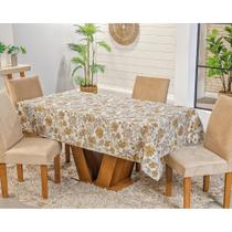 Toalha de Mesa Retangular 8 Lugares Impermeável Estilo Caqui Valle Enxovais Toalha de Mesa Retangular 8 Lugares Impermeável Estilo Caqui Valle Enxovais