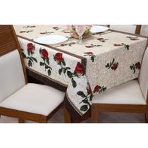 Toalha de Mesa Retangular 8 Lugares Tecido Linhão Estampado Algodão Cores Vivas 2,50 x 1,45M