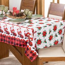 Toalha de Mesa Retangular Avulsa Estampada Natalina com Hotfix 2,20m x 1,40m para 6 Lugares - Decoração Natal Fim de Ano