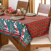 Toalha de Mesa Retangular Avulsa Estampada Natalina com Hotfix 2,20m x 1,40m para 6 Lugares - Decoração Natal Fim de Ano