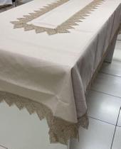 Toalha De Mesa Retangular Bordada 8 Lugares Bege Multi Trade