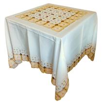 Toalha de Mesa Retangular Branca Bordada Detalhes Vazado 180x310cm