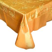 Toalha De Mesa Retangular Caramelo Com Aplicações 2,72x1,82m