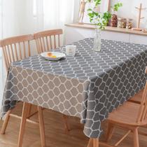 Toalha De Mesa Retangular Colmeia Cinza e Crú 3m x 1.40m