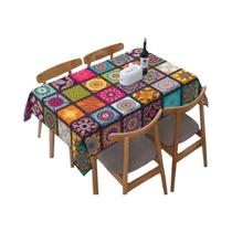Toalha De Mesa Retangular Colorida Mandala Boho Em Poliéster Para Decoração De Festivais E Feriados