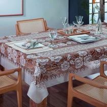 Toalha de Mesa Retangular Com Renda Santa Catarina 2,20m x 1,60m Bege