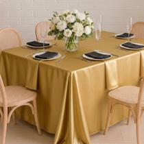 Toalha de Mesa Retangular em Cetim Dourado