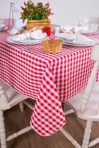Toalha de Mesa Retangular em Oxford Xadrez Vermelho