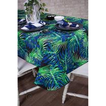 Toalha de Mesa Retangular em Tecido Impermeável Acqua Linea Selva Azul