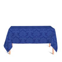 Toalha de Mesa Retangular em Tecido Jacquard 100% Poliéster Medalhão Azul Royal Toalha de Mesa Retangular em Tecido Jacquard 100% Poliéster Medalhão Azul Royal