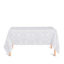 Toalha de Mesa Retangular em Tecido Jacquard 100% Poliéster Medalhão Branco