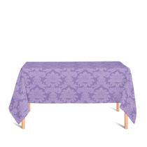 Toalha de Mesa Retangular em Tecido Jacquard 100% Poliéster Medalhão Lilás