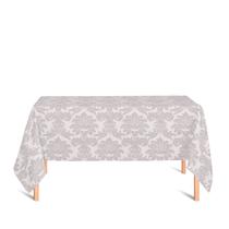 Toalha de Mesa Retangular em Tecido Jacquard 100% Poliéster Medalhão Prata