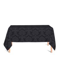 Toalha de Mesa Retangular em Tecido Jacquard 100% Poliéster Medalhão Preto