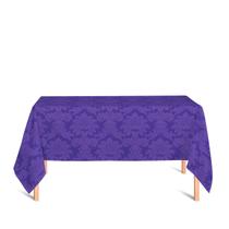 Toalha de Mesa Retangular em Tecido Jacquard 100% Poliéster Medalhão Roxo