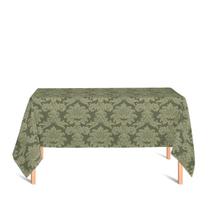 Toalha de Mesa Retangular em Tecido Jacquard 100% Poliéster Medalhão Verde Musgo