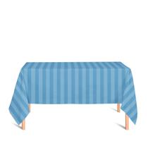 Toalha de Mesa Retangular em Tecido Jacquard Azul Piscina Listrado Tradicional