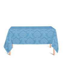 Toalha de Mesa Retangular em Tecido Jacquard Azul Piscina Medalhão Tradicional