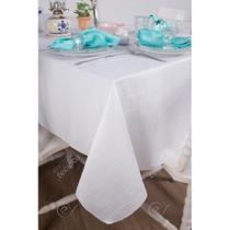 Toalha de Mesa Retangular em Tecido Jacquard Branco Falso Liso Tradicional