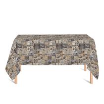 Toalha de Mesa Retangular em Tecido Jacquard Estampado Automotivo Garagem Retrô Bege