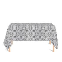 Toalha de Mesa Retangular em Tecido Jacquard Estampado Azulejo Português Cinza