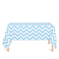 Toalha de Mesa Retangular em Tecido Jacquard Estampado Chevron Azul Bebê