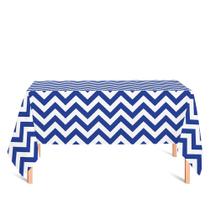 Toalha de Mesa Retangular em Tecido Jacquard Estampado Chevron Azul Royal