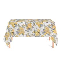 Toalha de Mesa Retangular em Tecido Jacquard Estampado Floral Amarelo