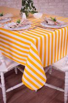 Toalha de Mesa Retangular em Tecido Jacquard Estampado Listrado Amarelo