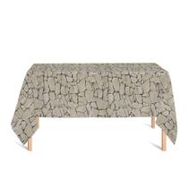 Toalha de Mesa Retangular em Tecido Jacquard Estampado Pedra Bege