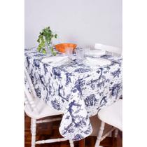 Toalha de Mesa Retangular em Tecido Jacquard Estampado Toile de Jouy Azul Marinho Toalha de Mesa Retangular em Tecido Jacquard Estampado Toile de Jouy Azul Marinho