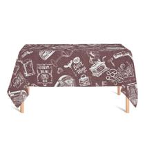 Toalha de Mesa Retangular em Tecido Jacquard Estampado Vintage Vinho