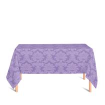 Toalha de Mesa Retangular em Tecido Jacquard Lilás Medalhão Tradicional