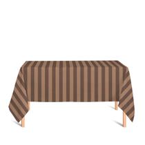 Toalha de Mesa Retangular em Tecido Jacquard Marrom Antigo Listrado Tradicional
