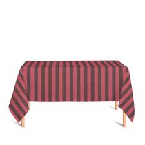 Toalha de Mesa Retangular em Tecido Jacquard Marrom e Vermelho Listrado Tradicional