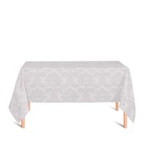 Toalha de Mesa Retangular em Tecido Jacquard Off-White Medalhão Tradicional