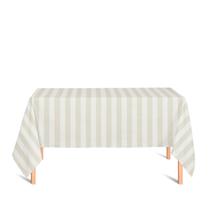 Toalha de Mesa Retangular em Tecido Jacquard Palha Crú (Rústico) Listrado Tradicional