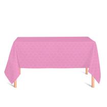Toalha de Mesa Retangular em Tecido Jacquard Rosa Bebê Geométrico Tradicional