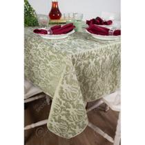 Toalha de Mesa Retangular em Tecido Jacquard Verde Pistache Adamascado Tradicional