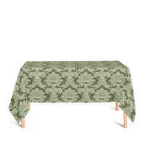 Toalha de Mesa Retangular em Tecido Jacquard Verde Pistache Medalhão Tradicional