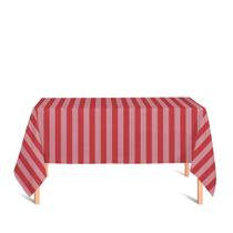 Toalha de Mesa Retangular em Tecido Jacquard Vermelho e Branco Circo Listrado Tradicional