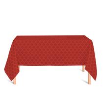 Toalha de Mesa Retangular em Tecido Jacquard Vermelho Geométrico Tradicional