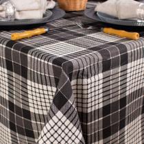 Toalha de Mesa Retangular em Tecido Linho Estampado Xadrez Preto