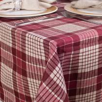 Toalha de Mesa Retangular em Tecido Linho Estampado Xadrez Vermelho