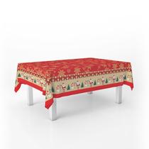 Toalha De Mesa Retangular Flocos De Neve Bege 12 Lugares