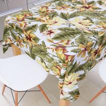 Toalha De Mesa Retangular Floral Amarelo 6 Lugares