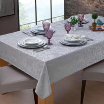 Toalha de Mesa Retangular Impermeável Mila 1,40m x 2,10m Pérola 6 Lugares