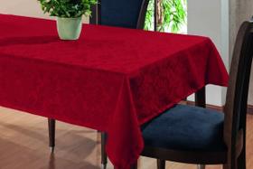 Toalha De Mesa Retangular Jacquard 4 Lugares Vermelha Chique