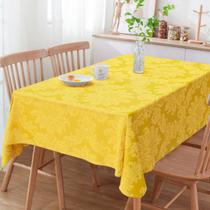 Toalha de Mesa Retangular Jacquard Amarelo Ouro 6 Lugares